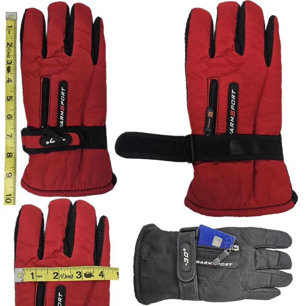 Women's Felt Lined Ski Winter Gloves, Multiple Colors, One Size 10